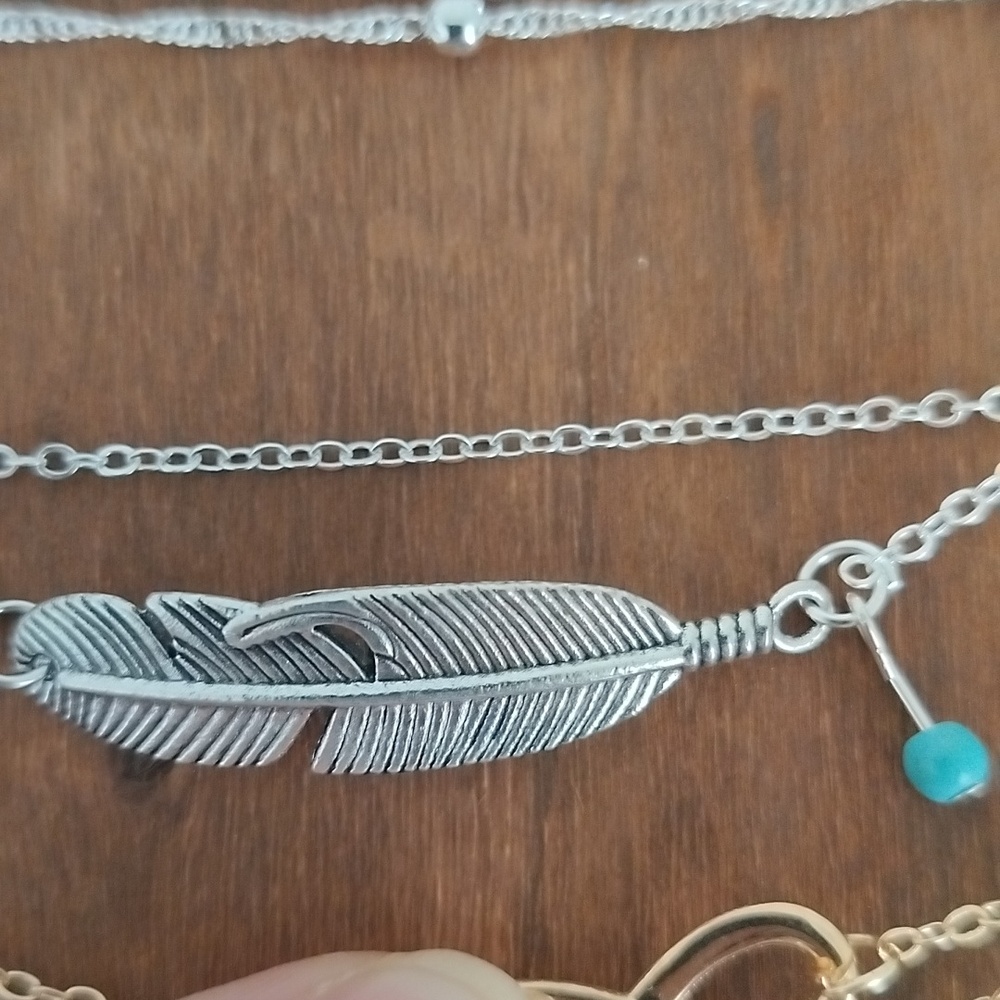 Feather turquoise anklet silver